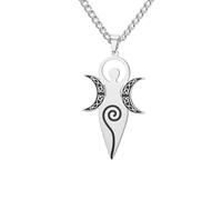 EUEAVAN Celtic Goddess Of Fertility Necklace Spiral Triple Moon Goddess Pendant Pagan Wiccan Magic Amulet Religious Jewelry Gift for Women Mom (silver)