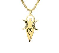 EUEAVAN Celtic Goddess Of Fertility Necklace Spiral Triple Moon Goddess Pendant Pagan Wiccan Magic Amulet Religious Jewelry Gift for Women Mom (gold 2)