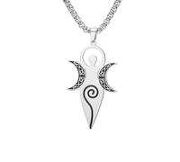 EUEAVAN Celtic Goddess Of Fertility Necklace Spiral Triple Moon Goddess Pendant Pagan Wiccan Magic Amulet Religious Jewelry Gift for Women Mom (silver 2)