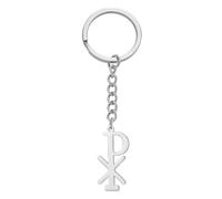 EUEAVAN Chi Rho Christogram Symbol Keychain Alpha Omega Keyring IXCI NIKA Jesus Christ Name Christian Amulet Jewelry (silver)