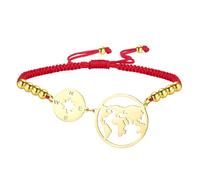 EUEAVAN Compass Bracelet Adjustable Continents Earth Wanderlust Mother Earth World Map Handmade Red String Couple Bracelet Friendship Jewelry Appreciation Graduation Gift for Traveler, adjustable