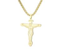 EUEAVAN Crucifix Cross Necklace Jesus Miraculous Medal INRI Pendant Catholic St Benedict Religious Amulet Christian Jewelry Baptism First Communion Faith Gift for Men (gold)