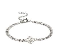 EUEAVAN Delicate Celtic Witch's Knot Bracelet Amulet Cutout Four Corners Charm Irish Wiccan Vintage Jewelry Gift Girls Wome (silver2)
