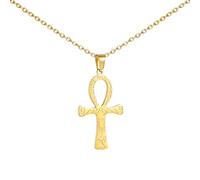 EUEAVAN Egyptian Ankh Cross Women's Necklace Pendant Prayer Egyptian Coptic Amulet Key of Life Cross Charm Necklace Classic Choker Jewelry Personalized Gifts (gold 2)