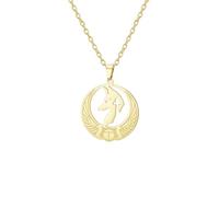 EUEAVAN Egyptian Anubis Necklace Ankh Cross Goddess Isis Wing Scarab Wicca Pagan Gemstone Pendant Magic Power Amulet Ancient Egypt God Mythology Jewelry Gift Women Men, M, Stainless Steel, No Gemstone