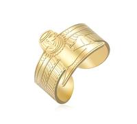 EUEAVAN Egyptian Goddess Isis Open Ring Adjustable Ankh Cross Eye of Horus Ring Ancient Egyptian Protection Talisman Religious Jewelry Cartouche Gift for Women Men