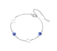 EUEAVAN Evil Eye Bracelet Star of David Chai Bracelet Hebrew Lucky Protection Amulet Jewish Religious Kabbalah Blessing Jewelry Hanukkah Gift for Women Men, adjustable, Stainless Steel, no gemstone