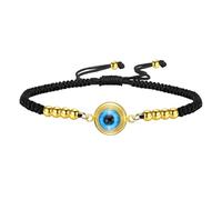EUEAVAN Evil Eye Bracelets Adjustable 7 Knot Handmade Lucky Red String Couples Anklets Greek Kabbalah Protection Amulet Beaded Jewelry Gift for Women Men, adjustable, Stainless Steel, no gemstone