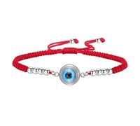 EUEAVAN Evil Eye Bracelets Adjustable 7 Knot Handmade Lucky Red String Couples Anklets Greek Kabbalah Protection Amulet Beaded Jewelry Gift for Women Men, adjustable, Stainless Steel, no gemstone