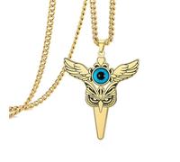 EUEAVAN Evil Eye Owl Necklace Turkish Blue Third Eye Wisdom Smart Animal Bird Pendant Winged Protection Amulet Lucky Totem Jewelry Gift for Men Women (gold)