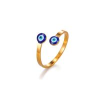 EUEAVAN Evil Eye Ring Adjustable Turkish Devil's Blue Third Eye Ring Greek Kabbalah Protection Amulet Jewelry Gift for Women Men, Stainless Steel, No Gemstone