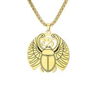 EUEAVAN Eye of Horus Necklace Scarab Beetle Egyptian Winged Goddess Isis Ankh Cross Eye of Ra Pendant Egypt Key of Life Cartouche Protection Amulet Jewelry for Men Women, Medium, Stainless Steel, No