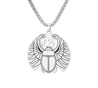 EUEAVAN Eye of Horus Necklace Scarab Beetle Egyptian Winged Goddess Isis Ankh Cross Eye of Ra Pendant Egypt Key of Life Cartouche Protection Amulet Jewelry for Men Women, Medium, Stainless Steel, No