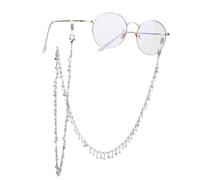 EUEAVAN Eyeglass Chain for Women Reading Glasses Sunglass Beaded Chains Eyeglass Holders Around Neck, Silver, Medium