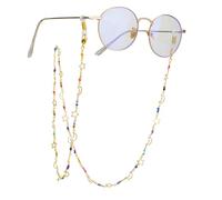 EUEAVAN Eyeglass Chain for Women Reading Glasses Sunglass Beaded Chains Eyeglass Holders Around Neck, Silver, Medium (Stars, moons, colored beads, gold)