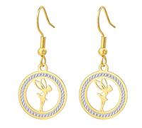 EUEAVAN Fairy Earrings Fairy Tale Princess Ear jewelry Fashionable Elegant Jewelry Ballet Dancer Gift for Women (gold)