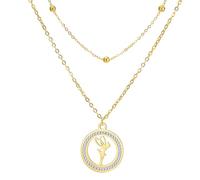 EUEAVAN Fairy Necklace Fairy Tale Princess Pendant Fashionable Elegant Jewelry Ballet Dancer Gift for Women (gold 2)