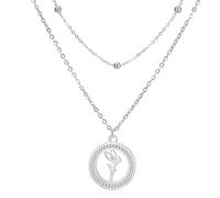 EUEAVAN Fairy Necklace Fairy Tale Princess Pendant Fashionable Elegant Jewelry Ballet Dancer Gift for Women (silver 2)