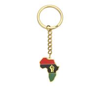 EUEAVAN Fist Power in Pan African Keychain Colored Africa Map Keyring Tribal Motherland Outline Ethnic Jewelry Souvenir Gift (gold)