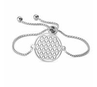 EUEAVAN Flower of Life Bracelet Sacred Geometry Metatron Cube Handmade Red String Bracelet Merkaba Cosmic Symbol Mandala Protection Amulet Kabbalah Jewelry Yoga Gift for Women, adjustable, Stainless