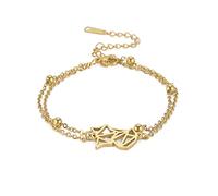 EUEAVAN Fox Layered Charm Bracelet Nine-Tailed Fox Tail Creative Double Layer Cute Personalized Bangle Jewelry Girl Woman Lover (gold)