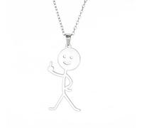 EUEAVAN Funny Smiley Middle Finger Graffiti Pendant Necklace Personalized Cool Gestures Necklace Punk Creative Unique Handmade Statement Friendship Jewelry Women Men (silver)