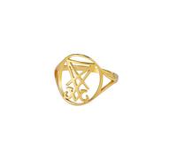 EUEAVAN Gothic Leviathan Satanic Cross Ring Demon Satan Brimstone Occult Lucifer Religious Jewelry Witchcraft Amulet Woman Men (Lucifer gold, 8)