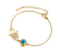 EUEAVAN Hamsa Hand of Fatima Bracelet Adjustable Beaded Handmade Braided Rope Lucky Red String Couple Bracelet Kabbalah Fatima Hand Amulet Jewelry Gift for Women Men, M, Stainless Steel, no gemstone