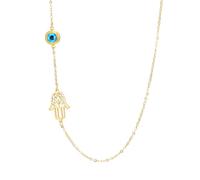 EUEAVAN Hamsa Hand of Fatima Evil Eye Necklace for Women Blue Devil Eye Pendant Hexagram Jewish Protection Amulet Kabbalah Jewelry Religious Gifts, Medium, Stainless Steel, No Gemstone