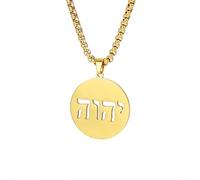 EUEAVAN Hebrew Necklaces Judaism Religion Faithchai Necklace Jehovah Pendants Hebrew Bible God Names Jewelry Hanukkah Israel Amulets Gifts Christianity Women Men (yhwh necklace gold)