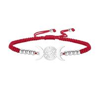 EUEAVAN Hecate Bracelet Wicca Triple Moon Goddess Pentagram Anklet Magic Wheel of Hecate Wiccan Amulet Pagan Jewelry Witchcraft Gift for Women (silver-red)