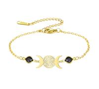 EUEAVAN Hecate Bracelet Wicca Triple Moon Goddess Pentagram Anklet Magic Wheel of Hecate Wiccan Amulet Pagan Jewelry Witchcraft Gift for Women (gold)
