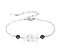 EUEAVAN Hecate Bracelet Wicca Triple Moon Goddess Pentagram Anklet Magic Wheel of Hecate Wiccan Amulet Pagan Jewelry Witchcraft Gift for Women (silver)