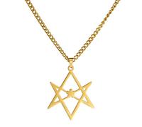 EUEAVAN Hexagram Pendant Necklace Hexagram Celtic Religious Symbols Jewish Israel Star of David Charm Necklace Minimalist Small Flower Stainless Steel Men Women (gold1)