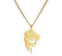 EUEAVAN Hollow Jesus Christ Head Face Pendant Necklace Religious Christian Charms Cross Bible Prayer Necklace Stainless Steel Jewelry Men Women (gold)
