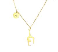 EUEAVAN Inspirational Gymnast Necklace Love Charms Gymnastics Pendant Ballerina Sports Lovers Dance Solo Gymnastics Team Jewelry Woman Coach Daughter, M, Stainless Steel, No Gemstone