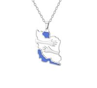 EUEAVAN Iran Map Hugging Hands Necklace Iranian Heritage Pride Persian Pendant Peace Patriotic Symbolic Flag Jewelry Souvenir Series Gifts for Women Men (A-Hug Iran silver)