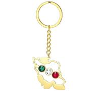 EUEAVAN Iran Map Keychain Iranian Flag Persian Calligraphy Keyring Patriotic Heritage Pride Peace Jewelry Souvenir Gift (Gemstone Map gold)