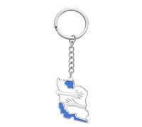 EUEAVAN Iran Map Keychain Iranian Flag Persian Calligraphy Keyring Patriotic Heritage Pride Peace Jewelry Souvenir Gift (Embrace silver)