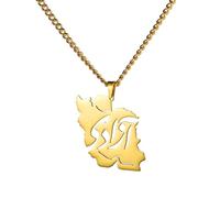 EUEAVAN Iran Map Necklace Iranian Flag Persian Calligraphy Pendant Patriotic Heritage Pride Peace Jewelry Souvenir Series Gifts for Women Men (“آزادی” - Freedom gold)