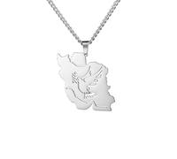 EUEAVAN Iran Map Necklace Iranian Flag Persian Calligraphy Pendant Patriotic Heritage Pride Peace Jewelry Souvenir Series Gifts for Women Men (Peace Dove silver)