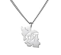 EUEAVAN Iran Map Necklace Iranian Flag Persian Calligraphy Pendant Patriotic Heritage Pride Peace Jewelry Souvenir Series Gifts for Women Men (“آزادی” - Freedom silver)