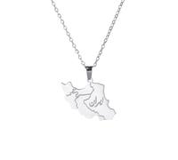 EUEAVAN Iran Map Necklace Iranian Flag Persian Calligraphy Pendant Patriotic Heritage Pride Peace Jewelry Souvenir Series Gifts for Women Men (“ایران” - Iran map silver)