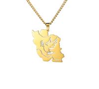 EUEAVAN Iran Map Necklace Iranian Flag Persian Calligraphy Pendant Patriotic Heritage Pride Peace Jewelry Souvenir Series Gifts for Women Men (Peace Dove gold)