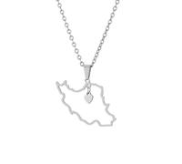EUEAVAN Iran Map Outline Necklace Hollow Heart Iranian Flag Pendant Patriotic Heritage Pride Peace Persian Homeland Jewelry Souvenir Series Gifts for Women Men (A-heart iran map silver)