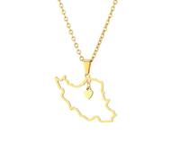 EUEAVAN Iran Map Outline Necklace Hollow Heart Iranian Flag Pendant Patriotic Heritage Pride Peace Persian Homeland Jewelry Souvenir Series Gifts for Women Men (A-heart iran map gold)