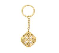 EUEAVAN Irish Celtic Keychain Witch Knot Keyring Scandinavian Viking Witchcraft Minimalist Man Woman (Celtic Knot Cross Keychain gold)