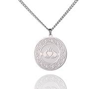 EUEAVAN Irish Claddagh Necklace Trinity Celtic Knot Pendant Necklace Good Luck Witch Knot Claddagh Amulet Celtic Jewelry for Women Men St. Patrick's Day Gifts (silver)
