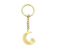 EUEAVAN Islamic Ayatul Kursi Keychain Muslim Crescent Moon and Star Keyring Arabic Calligraphy Keyring Allah Amulet Jewelry (gold)