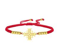 EUEAVAN Jerusalem Cross Bracelet Crusaders Knights Templar Cross Handmade Lucky Rope Bracelet Greek Religious Medieval Christian Jewelry Baptism Faith Gift for Women Men, adjustable, Stainless Steel